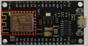 Image of board with chip outlined